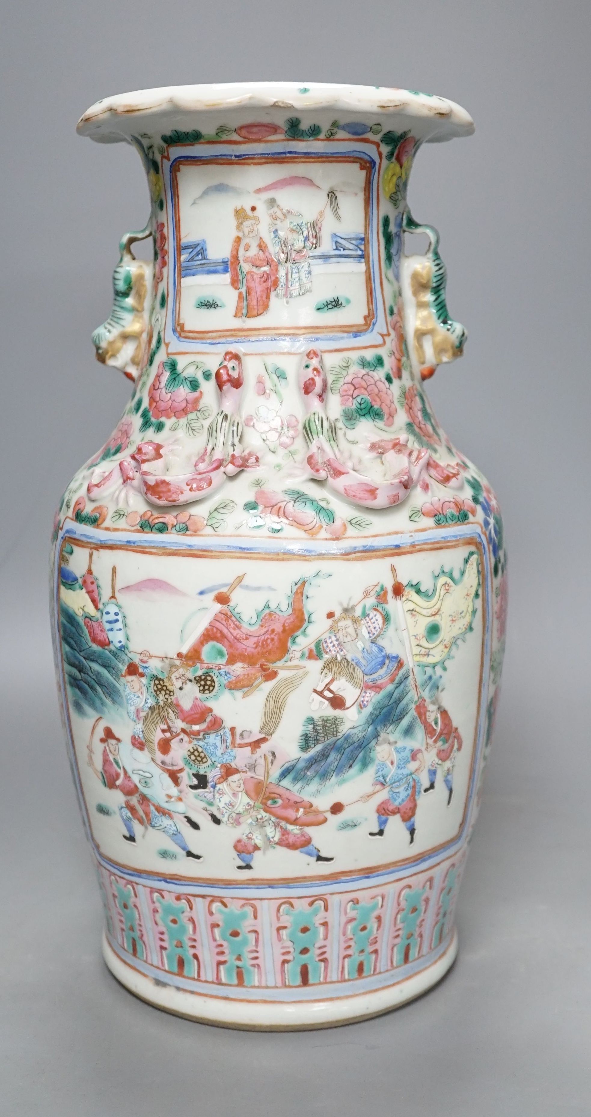 A Chinese famille rose vase, 19th century, 35cms high.